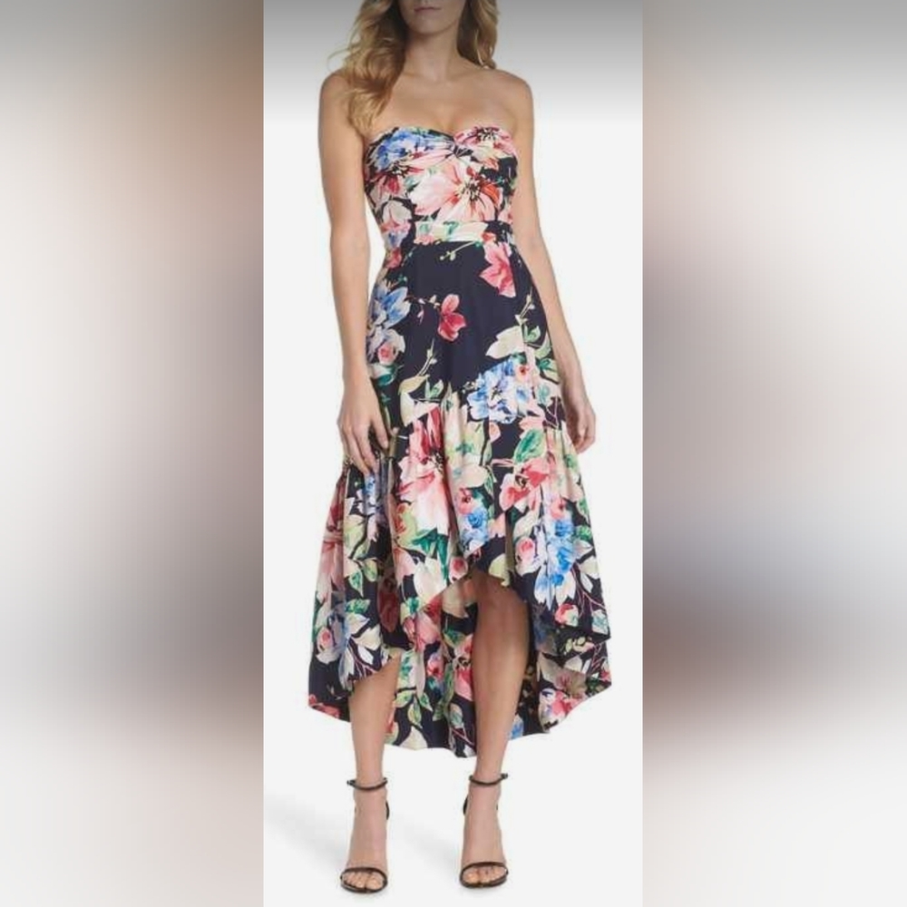 Eliza J Strapless High Low Floral Dress Size 2